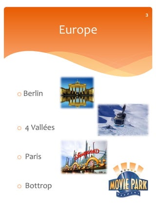 3


              Europe



o Berlin



o 4 Vallées


o Paris


o Bottrop
 