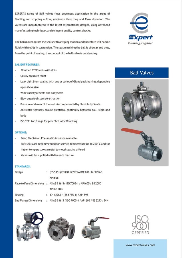 Catalogue for expert ball valves PDF
