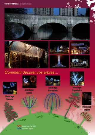 CONSOMMABLE	 rideaux led
Comment décorer vos arbres ...
Montage
Tulipe
Montage
Parapluie
Montage
Squelette
Montage
Vague
Montage
Spirale
Guirlande led cf. Page 34-35
Rideau led cf. Page 32
33
 