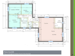 Plans Eco89
Plans Eco100
Plans et aménagement intérieur fournis à titre d’exemple
                                                           14
 