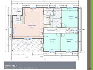 Plans Eco89

Plans Eco104
Plans et aménagement intérieur fournis à titre d’exemple   16
 