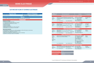 FORMATIONS INTER-ENTREPRISES INDUSTRIELLES

GEnie Electrique
LECTURE DES PLANS ET SCHEMAS ELECTRIQUES
Population Cible
Techniciens, Ouvriers

Démarche Pédagogique
Apport théorique et présentation d’exemples concrets
Exercices pratiques

Objectifs
Lire et établir un plan ou un schéma d’une installation électrique à partir des données

PROGRAMME
SchEma Electrique
•	 Fonction d’un schéma électrique
•	 La symbolisation électrique normalisée (rappel)
•	 La codification des éléments d’un circuit
•	 Schéma de principe
•	 Schéma de câblage
•	 Schéma d’implantation
•	 Méthodologie de lecture d’un schéma électrique
•	 Généralités sur les schémas à la norme DIN
Application pratique 
•	 Méthodologie d’intervention sur le véhicule d’après le schéma électrique du constructeur
•	 Localisation des composants d’un circuit électrique
•	 Identification des repères de connections
•	 Application des différentes méthodes de réparation d’un faisceau
•	 Contrôle de continuité à l’aide d’un multimètre

Dates de
déroulement

Sites de déroulement

Contacts

Animateurs

DIRECTION REGIONALE DU GRAND CASABLANCA
11, 12
Octobre
2013

Institut de Technologie Appliquée Hay Mohammadi
1, Rue Bourgadem, La vilette Hay Mohammadi - 20 350
Casablanca
Tél. : 05 22 62 36 47

Fax : 05 22 60 09 96

Mr Rachid FOUNOUNE
Tél. : 05 22 61 93 33
	
05 22 60 33 48
Fax : 05 22 60 39 65
r.founoune@gmail.com

Mr Abderrahim
NADIF

DIRECTION REGIONALE DU NORD OUEST II
01, 02
Octobre
2013

Institut Spécialisé de Technologie Appliquée Route
Aéroport Tanger
Ancienne Route de l’Aéroport, Km 5,5 - Tanger
Tél. : 05 39 31 21 56

Fax : 05 39 31 21 56

Mr Mohammed KADIRI
Tél. : 05 39 34 13 15
Fax : 05 39 94 26 60
kadiri@ofppt.ma
medkadiri@yahoo.fr

Mr Brahim
EL JAZIR
Mr Abdellah
QATIB

DIRECTION REGIONALE DE L’ORIENTAL
19, 20
Décembre
2013

Institut Spécialisé de Technologie Appliquée Sidi
Mâafa Oujda
Bd Mohammed VI Hay El Qods BP 364 - 60 000 Oujda
Tél. : 05 36 50 02 26

Fax : 05 36 50 03 56

Mr Omar AQAMOUR
Tél. : 05 36 68 74 61
Fax : 05 36 68 74 87
omaraqamour@yahoo.fr

Mr Ali
MADAHI

DIRECTION REGIONALE DU SOUSS MASSA DRAA
08, 09
Octobre
2013

Institut de Technologie Appliquée Biougra
Route de Tiznit Chtouka Ait Baha

19, 20
Décembre
2013
Tél. : 05 28 81 83 33

Fax : 05 28 81 83 33

Mr Abdelmajid EL AISSARI
Tél. : 05 28 84 66 67/68
Fax : 05 28 84 66 69
elaissari@ofppt.ma
drsmd.scre@gmail.com
Ou
Mr Abdelaziz BENHAMIDA
Tél. : 0528 81 83 33
Fax : 0528 81 83 33
a.benahmida@yahoo.fr

Mr Ali
ABAALI

DIRECTION REGIONALE DES PROVINCES DU SUD
14, 15
Décembre
2013

Institut Spécialisé de Technologie Appliquée Laâyoune Mme Mina ARIRI
Place Oum Essad BP 445 - 70 000 Laâyoune
Tél. : 05 28 99 18 34
Fax : 05 28 99 18 42
Tél. : 05 28 99 39 77
Fax : 05 28 99 39 77
mina_ariri@yahoo.fr

Durée de Formation

2 jours

Prix Forfaitaire*

Mr Said
EHRACHNE

2000,00 DHS /Participant

* Les prix forfaitaires sont HT incluant pause café, déjeuner et documentation

150

151

 