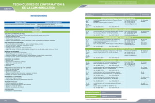 FORMATIONS INTER-ENTREPRISES EN TECHNOLOGIES
DE L’INFORMATION  DE LA COMMUNICATION

TECHNOLOGIES DE L’INFORMATION 
DE LA COMMUNICATION
INITIATION WORD

Dates de
déroulement

Sites de déroulement

Contacts

Animateurs

DIRECTION REGIONALE DU GRAND CASABLANCA
Population Cible

Démarche Pédagogique

Personnel administratif, Gestionnaires, Employés, Ouvriers

Méthode participative par objectif
Apports théoriques appuyés sur des cas pratiques

Objectifs

14, 15
Mai
2013

Institut Specialise dans les Metiers de Transport Routier
Casablanca
Sidi Maârouf Ouled Haddou Casablanca

03, 04
Décembre
2013

Tél. : 05 22 58 13 46

ACQUERIR LES PRINCIPES DE BASE
•	 Se repérer dans l’écran : bouton Office, ruban, barre d’accès rapide, barre d’état
•	 Saisir et modifier du texte
•	 Enregistrer et classer un document
•	 Pré-visualiser et imprimer
•	 Acquérir une méthode pour créer un document : saisir au kilomètre, enregistrer, présenter
BIEN PRESENTER UN DOCUMENT
•	 Choisir les polices et leurs attributs : gras, souligné, italique, couleur
•	 Aérer le document : interligne, espacement, retrait
•	 Encadrer un titre, l’ombrer
•	 Créer des listes à puces, des listes numérotées
•	 Gagner du temps : créer des styles rapides, enregistrer un jeu de styles, copier la mise en forme
MODIFIER UN DOCUMENT
•	 Modifier ponctuellement un document
•	 Afficher/Masquer les marques de mise en forme
•	 Supprimer, déplacer, recopier du texte : glisser/déplacer, couper/coller, copier/coller
•	 Corriger un texte : vérifier l’orthographe, chercher des synonymes
CONCEVOIR UN COURRIER
•	 Saisir le texte
•	 Positionner les références, l’adresse
•	 Présenter le corps de la lettre
•	 Mettre en page
•	 Imprimer

Fax : 05 22 58 13 49

23, 24
Avril
2013

Institut Spécialisé de Technologie Appliquée NTIC Hay Riad
Rue Assandour BP 6332 - 10 100 Hay Riad Rabat
Tél. : 05 37 71 17 80

Fax : 05 37 71 52 49

Mme Nadia MAMDOUH
Tél. : 05 37 80 31 07/08
Fax : 05 37 80 31 09
mamdouhnadia@yahoo.fr

Mr Mohammed
GHENNOU

DIRECTION REGIONALE DU NORD OUEST II
16, 17
Avril
2013
02, 03
Octobre
2013

Institut Spécialisé dans les Métiers de l’Offshoring
et les Nouvelles Technologies de l’Information
et de la Communication
Km 6, Route de Rabat - 90 000 Tanger (À coté de Marjane)
Tél. : 05 39 38 08 71

Mr Mohammed KADIRI
Tél. : 05 39 34 13 15
Fax : 05 39 94 26 60
kadiri@ofppt.ma
medkadiri@yahoo.fr

Mr Youssef
AJBAR
Mme Salma
BenOmar

Fax : 05 39 38 08 71

DIRECTION REGIONALE DU TENSIFT ATLANTIQUE
06, 07
Février
2013
13, 14
Février
2013

Institut Spécialisé de Gestion et Informatique Marrakech
Quartier Industriel Azli BP 82- 40 000 Marrakech

Tél. : 05 24 34 50 57

Mr Abdellatif AZZAOUI
Tél. : 05 24 37 29 14
Fax : 05 24 34 60 80
azzaoui_scre@yahoo.fr

Mr Abdelkrim
SOUKRATE

Fax : 05 24 49 24 63

DIRECTION REGIONALE DES PROVINCES DU SUD
14, 15
Janvier
2013

Institut Spécialisé de Technologie Appliquée Dakhla
Route du nouveau Port BP 169 - 73 000 Dakhla

06, 07
Mai
2013

Institut Spécialisé de Technologie Appliquée NTIC Guelmim
Avenue Hassan II - BP 127 - 81 000 Guelmim

15, 16
Avril
2013

Institut Spécialisé de Technologie Appliquée Boujdour
Bd El Marhoum Babi Ben Mohammed - 71 000 Boujdour

INSERER DES ILLUSTRATIONS
•	 Insérer une image, un clipart
•	 Créer un objet Word Art, un diagramme Smart Art

16, 17
Janvier
2013

Institut Spécialisé de Technologie Appliquée Tata
Près du cercle de la province BP 21 - 84 000 Tata

INSERER UN TABLEAU
•	 Créer et positionner un tableau
•	 Ajouter, supprimer des lignes ou des colonnes
•	 Appliquer un style de tableau
•	 Modifier les bordures, les trames

15, 16
Février
2013

Institut Spécialisé de Technologie Appliquée Al Oubour
Tantan
Quartier Administratif BP 13 - 82 000 Tan-Tan

PRESENTER UN DOCUMENT DE TYPE RAPPORT
•	 Définir les sauts de page
•	 Numéroter les pages
•	 Ajouter une page de garde
•	 Changer l’aspect de votre document : appliquer un thème
•	 Modifier les couleurs, polices et effets de thèmes

Mr Mustapha
ACHOUI

DIRECTION REGIONALE DU NORD OUEST I

Acquérir les bases essentielles pour concevoir des documents Word

PROGRAMME

Mr Rachid FOUNOUNE
Tél. : 05 22 61 93 33
Fax : 05 22 60 39 65
r.founoune@gmail.com

Tél. : 05 28 89 73 43

Tél. : 05 28 87 27 23

Tél. : 05 28 89 65 06

Tél. : 05 28 80 23 70

Tél. : 05 28 87 70 37

Fax : 05 28 89 73 43

Mme Mina ARIRI
Tél. : 05 28 99 18 34
Fax : 05 28 99 18 42
mina_ariri@yahoo.fr

Mr Hicham
AMMAOUI
Mr El Habib
ECHAOUQUI

Fax : 05 28 87 27 23
Mr Ali
TAYIBI

Fax : 05 28 89 65 06
Mr Abderrahim
AKOURIM

Fax : 05 28 80 23 70
Mr Said
KARDALLASS

Fax : 05 28 87 70 37

CAS PRATIQUES
•	 Simulations et questionnaires

Durée de Formation
Prix Forfaitaire*
176

2 jours
1000,00 DHS /Participant

* Les prix forfaitaires sont HT incluant pause café, déjeuner et documentation

177

 