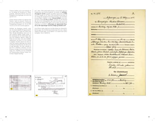 8180
Nr 1
Christines Verhalten erzürnt die Duisburger Kri-
po: Sie verlangt die Anordnung von „Vorbeu-
gungshaft“. Gleichzeitig fordert sie, dass ihr Le-
bensgefährte Karl eingezogen und an die Front
geschickt wird.
Christine Lehmann entzieht sich abermals ihren
Häschern, indem sie untertaucht. Wochen spä-
ter wird sie festgenommen und im Duisburger
Polizeigefängnis eingesperrt. Am. 29. Juli 1943
wird sie von dort nach Auschwitz gebracht.
Nachdem die Bestätigung erbracht wurde,
dass ihre Kinder ebenfalls als Zigeunermischlin-
ge zu gelten haben, fordert die Essener Kripo
deren sofortige Bereitstellung, damit auch sie
nach Auschwitz überführt werden können. In
der Zwischenzeit hat die Familie Robert aber-
mals nach Niederkorn gebracht. Weder sein
Onkel und seine Tante, noch seine Großeltern
väterlicherseits sind bereit, ihn nach Duisburg
zu begleiten. Daraufhin entbrennt ein Streit zwi-
schen den einzelnen Abteilungen des national-
sozialistischen Machtapparats, bei dem es dar-
um geht festzustellen, wer dafür zuständig ist,
das Kind in Niederkorn abzuholen und nach
Duisburg zu bringen und wer die Kosten hierfür
tragen muss. Schließlich wird eine Schreibkraft
der Polizeiverwaltung Duisburg, Fräulein Turm,
mit dieser Aufgabe beauftragt.
Am 7. März 1944 werden Robert Lehmann und sein Bruder Egon per
Einzeltransport nach Auschwitz gebracht. Sie werden als „reichsdeut-
sche Zigeuner“ (Z.D.R.) eingestuft und erhalten Lagernummern Z-9320
und 9319 zugeteilt. Am 20. März 1944 antwortet die Kripo Essen auf
eine Anfrage des Jugendamts des Kreises Esch/Alzig, das Kind Robert
sei seiner Mutter « zugeführt » worden. Mit einer Rückkehr in den Haus-
halt seines Onkels sei nicht zu rechnen. Nachdem sie die Nachricht
über den Tod der Lebensgefährtin ihres Sohns Karl erhält, versucht die
Großmutter der beiden Kinder diese zu sich zu holen. Die Antwort der
Lagerleitung ist unerbittlich: „Entlassungen von zigeunerischen Perso-
nen aus dem Zigeunerlager Auschwitz erfolgen grundsätzlich nicht“.
Zwei Wochen später erliegt auch der kleine Robert der Unmenschlich-
keit des Lagers. Das Schicksal seines Bruders Egon Karl, der zu diesem
Zeitpunkt vier Jahre hatte, ist nicht bekannt. Es ist jedoch kaum davon
auszugehen, dass er überlebt hat.
Nr 1
Nr 2
 