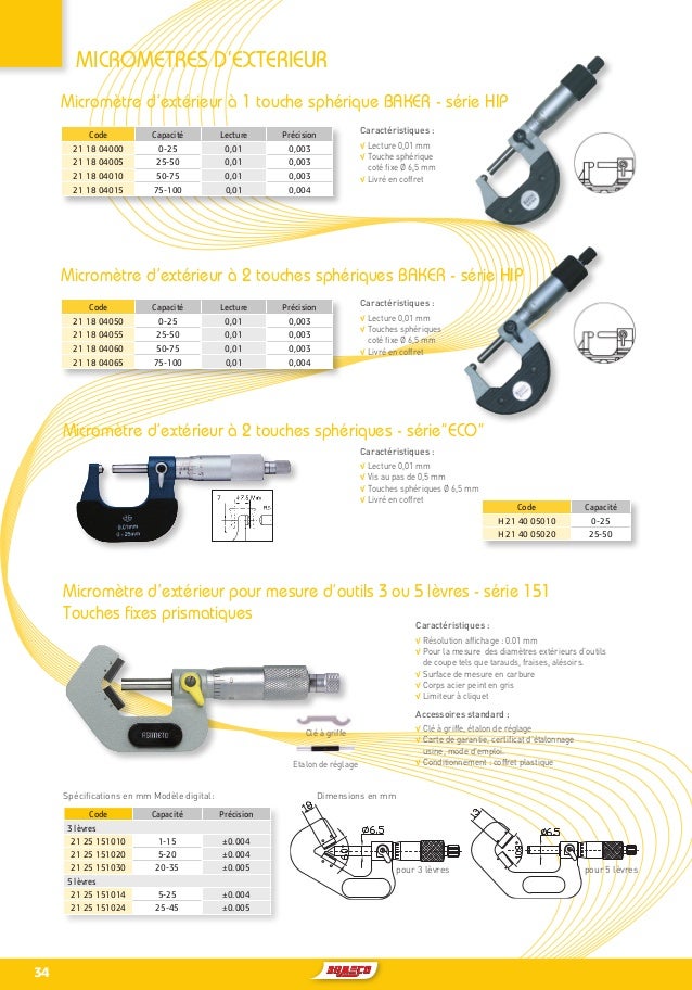 Extérieur Externe Micromètre Set 0-100mm Cliquet Arrêt Type