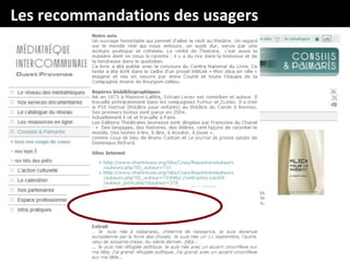 Les recommandations des usagers
 