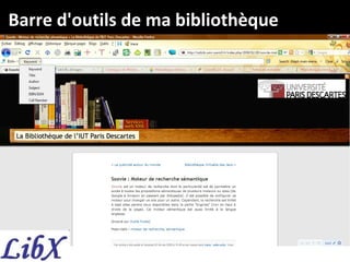 Barre d'outils de ma bibliothèque
 