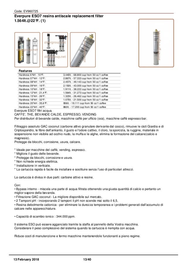 Water filters everpure catalogue Richiesta sospensione temporanea energia elettrica