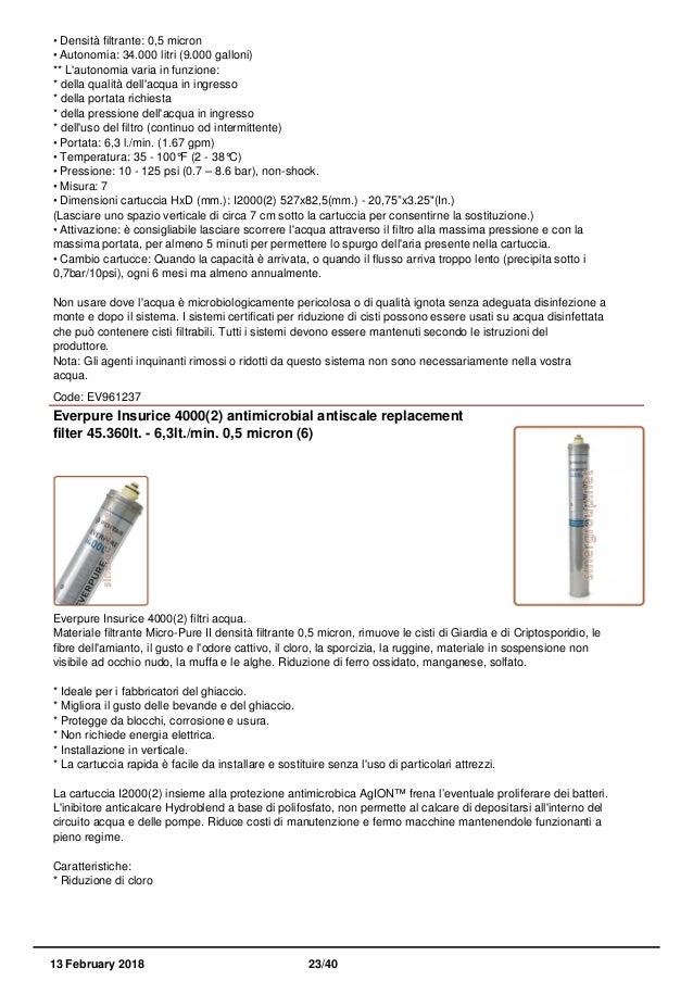 Water filters everpure catalogue Richiesta sospensione temporanea energia elettrica