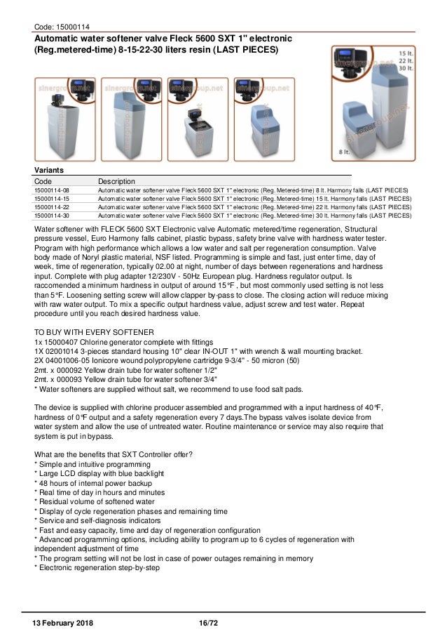 Water Softener Instructions Manual