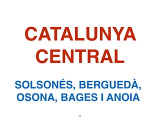 CATALUNYA
CENTRAL
SOLSONÉS, BERGUEDÀ,
OSONA, BAGES I ANOIA
11
 