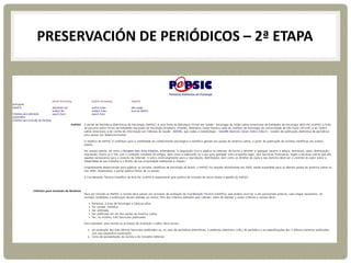 PRESERVACIÓN DE PERIÓDICOS – 2ª ETAPA
 