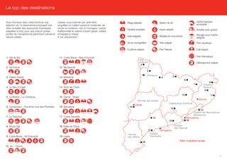 Le top des destinations


Vous trouverez dans cette brochure une              Laissez-vous charmer par cette terre                Plage adaptée                    Station de ski
sélection de 19 destinations proposant une          singulière où s’allient passé et modernité, art
offre complète des ressources touristiques          roman et moderne, mer et montagne, cuisine
                                                                                                        Fauteuil amphibie                Kayac adapté
adaptées à tous, pour que chacun puisse             traditionnelle et cuisine d’avant-garde, voiliers
profiter de l’exceptionnel patrimoine culturel et   et balades à cheval.
naturel catalan.                                    A voir absolument !                                 Voile adaptée                    Musées et monuments

                                                                                                        Vol en montgolfière              Train adapté

                                                                                                        Cyclisme adapté                  Parc Naturel


1. Vall de Boí                                       11. Costa Brava - Baix Empordà
                                                                                                                   Val
                                                                                                                   d’Aran

2. Val d’Aran                                        12. Montserrat


                                                                                                                              Pirineus
3. Pallars Sobirà                                    13. Maresme

                                                                                                                                                                              Costa
4. La Seu d’Urgell                                   14. Ruta del Cister                                                                                                      Brava



5. La Molina - La Cerdanya                           15. Garraf - Sitges
                                                                                                                                                                           Girona
                                                                                                                  Terres de Lleida
                                                                                                                                                   Catalunya Central
                                                                                                               Lleida
6. Camprodon - Tourisme rural des Pyrénées           16. Barcelona

                                                                                                                                                                        Costa de Barcelona
                                                                                                                                                                        Maresme
7. La Garrotxa                                       17. Costa Daurada                                                                                             Barcelona


8. Route Dalí                                        18. Delta de l’Ebre                                                                                  Costa
                                                                                                                                                          del Garraf
                                                                                                                                         Tarragona
                                                                                                        Terres                  Costa
9. Costa Brava - Alt Empordà                         19. Lleida                                         de l’Ebre               Daurada

                                                                                                                                                              Mer méditerranée
10. Vic - Osona



                                                                                                                                                                                             7
 