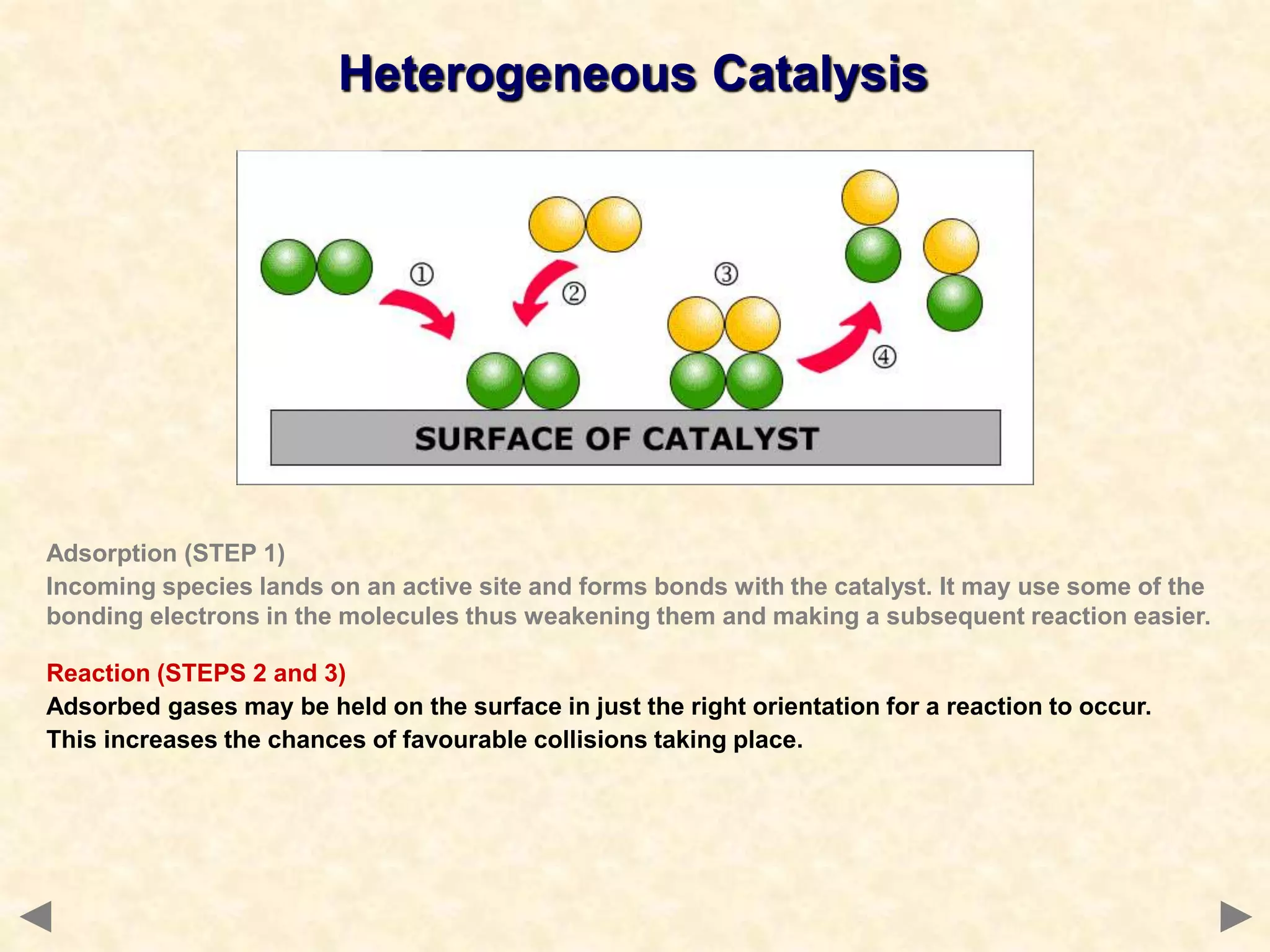 Heterogeneous catalysis on a catalyst surface