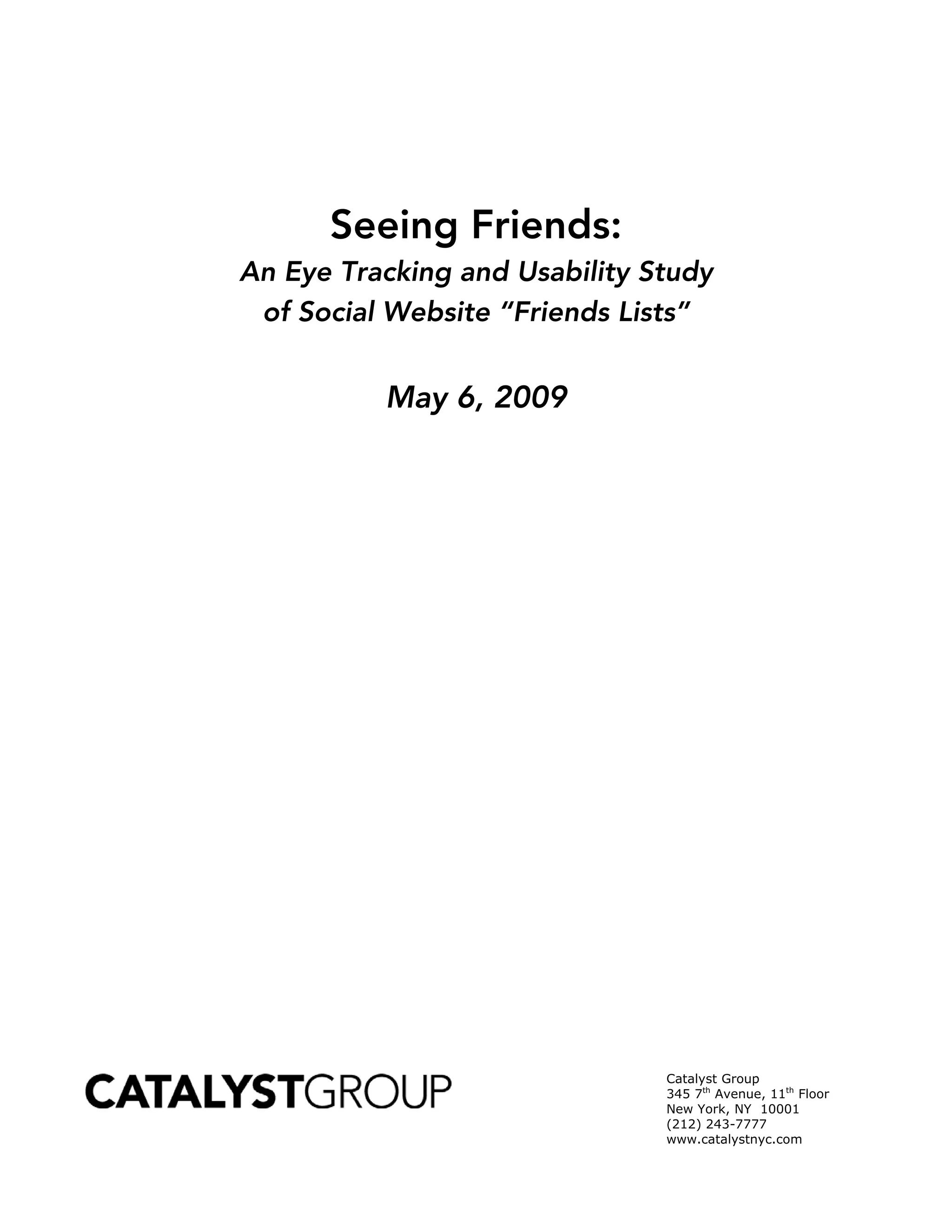 New Eye Tracking Study: Friends List Layouts | PDF