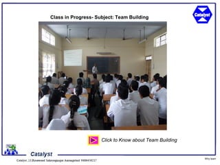 Class in Progress- Subject: Team Building




                     Click to Know about Team Building


                                                         Why team
 