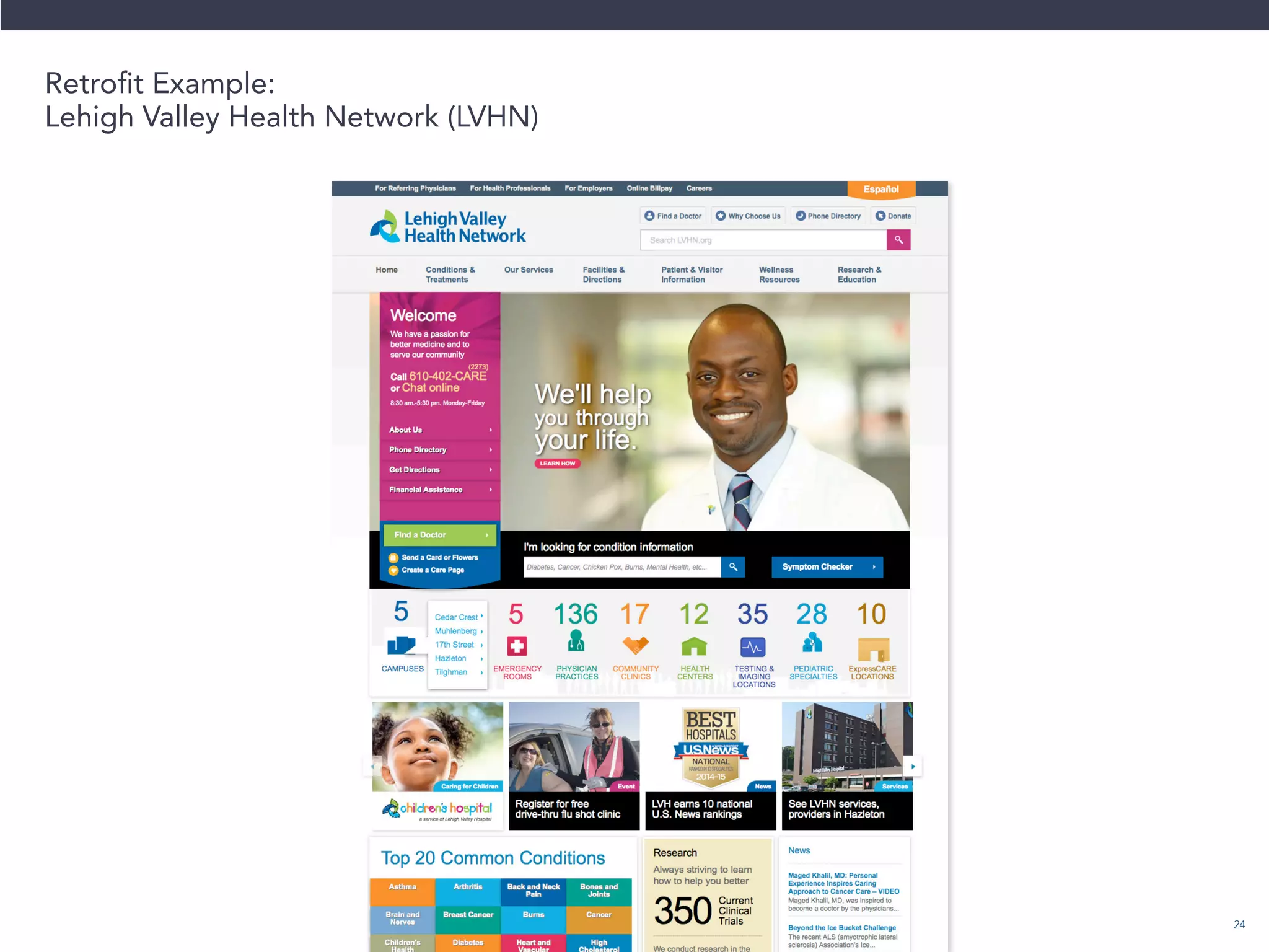 24 
Retrofit Example: 
Lehigh Valley Health Network (LVHN) 
 