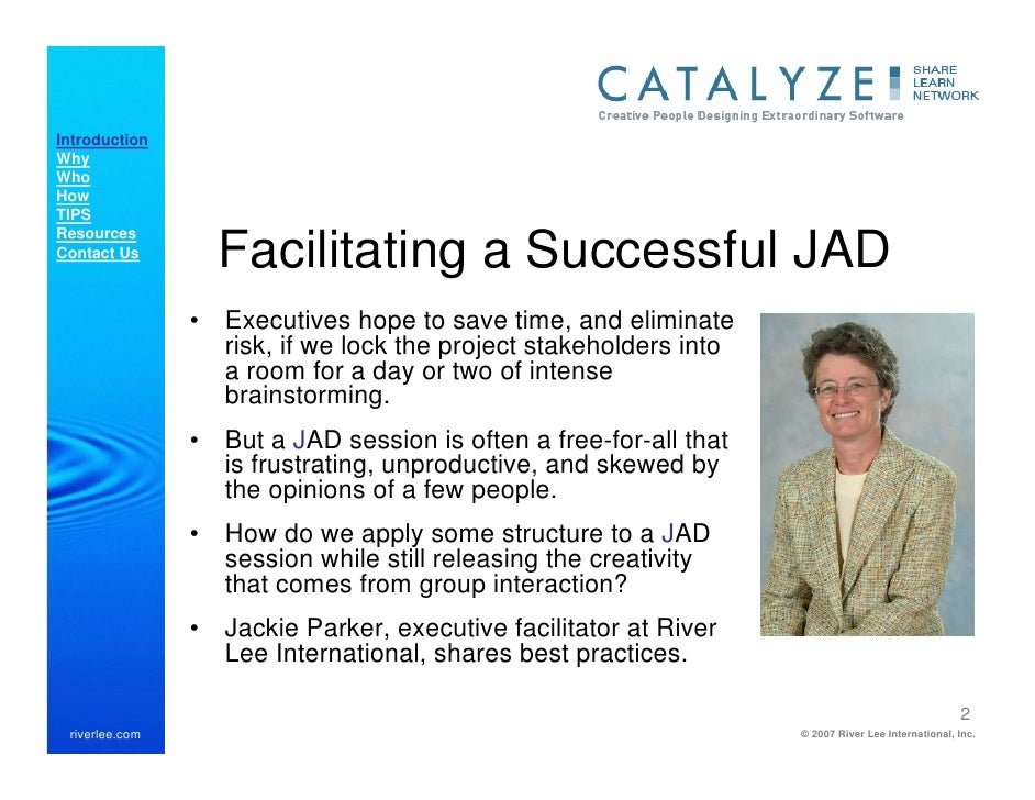 catalyze webcast facilitating jad sessions jackie parker jad sessions