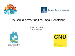 “A Call to Arms” for The Local Developer
April 28th, 2016
10:45-11:45
 