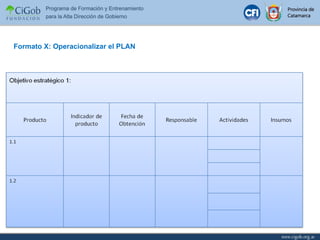 Formato X: Operacionalizar el PLAN 