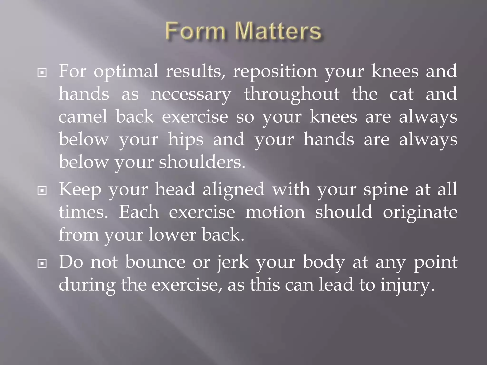 Cat and camel exercises | PPT