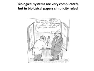 Biological systems are very complicated,
but in biological papers simplicity rules!
 