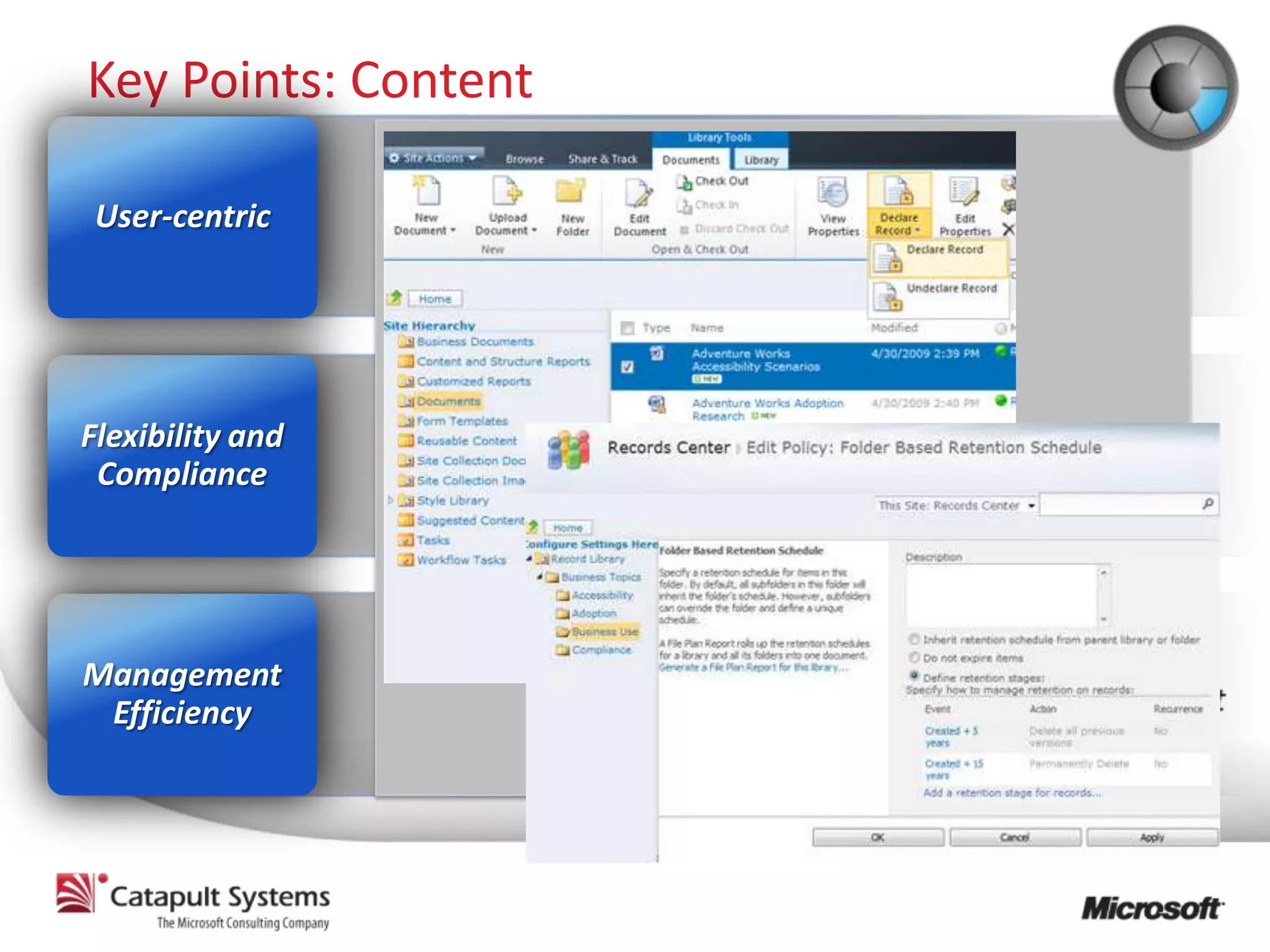 Key Points: Content

 User-centric




Flexibility and
 Compliance




Management
 Efficiency
 