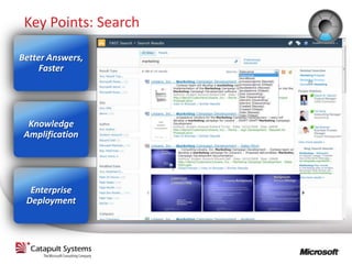 Key Points: Search

Better Answers,
     Faster




  Knowledge
 Amplification




  Enterprise
 Deployment
 