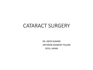 CATARACT SURGERY
DR. ANITA KUMARI
ANTERIOR SEGMENT FELLOW
SCEH, LAHAN
 