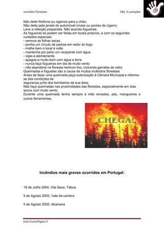 Catastrofes naturais incendios