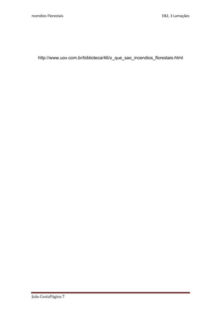 Catastrofes naturais incendios