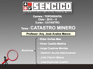 Profesor: Arq. José Avalos Manco

 