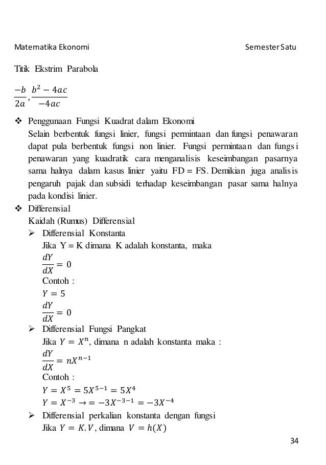 Catatan Matematika Ekonomi