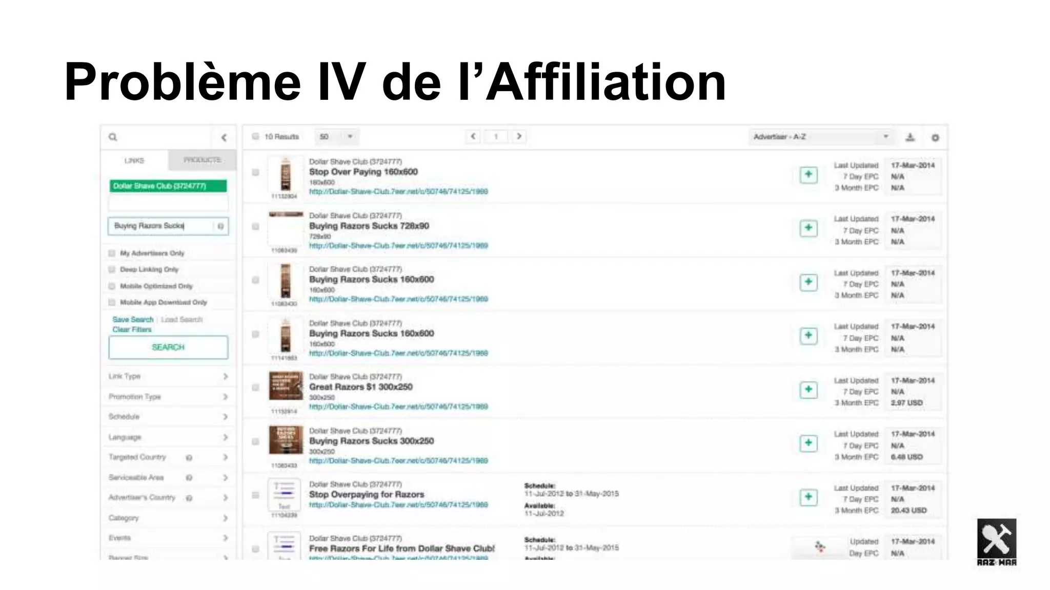 Problème IV de l’Affiliation