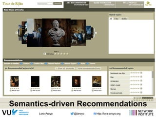 Lora Aroyo @laroyo http://lora-aroyo.org
CHIP
Semantics-driven Recommendations
 