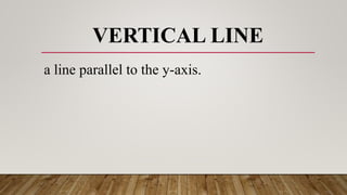 VERTICAL LINE
a line parallel to the y-axis.
 
