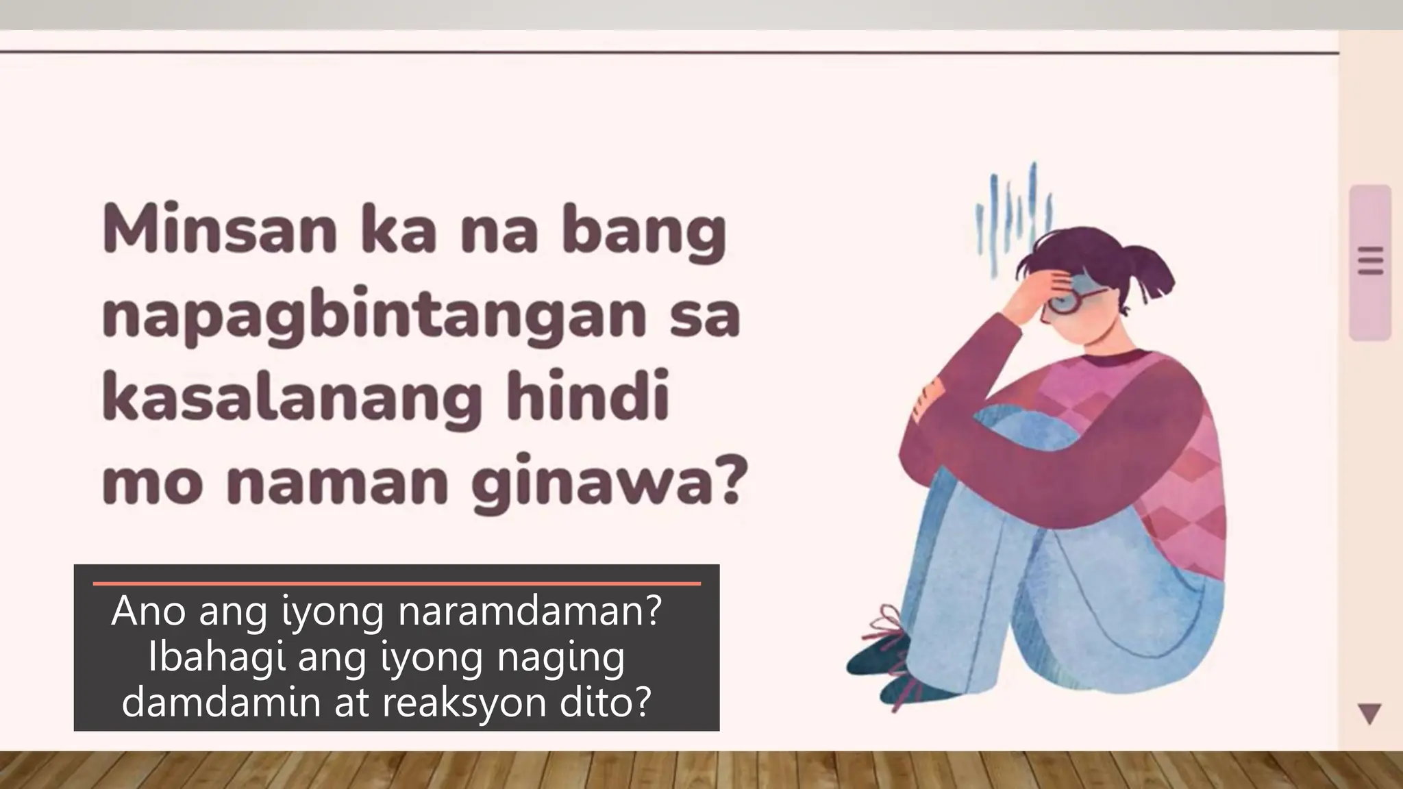 Ano ang iyong naramdaman?
Ibahagi ang iyong naging
damdamin at reaksyon dito?