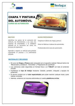 Catálogo chapa y pintura del automóvil