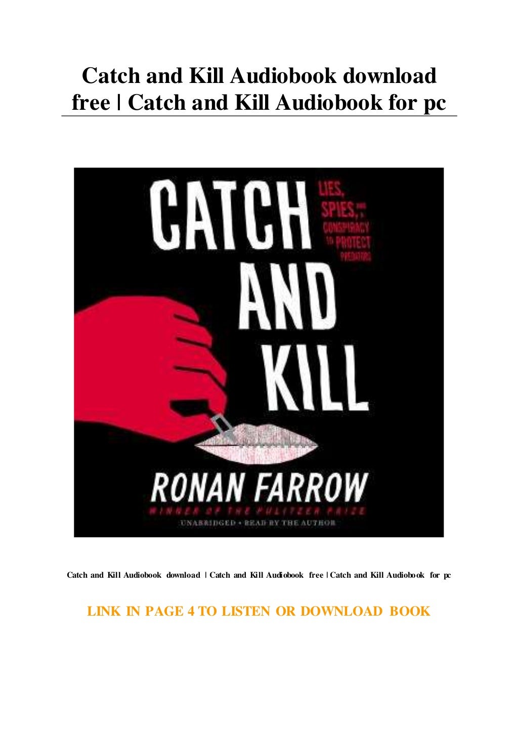 Catch and Kill Audiobook download free Catch and Kill Audiobook for…