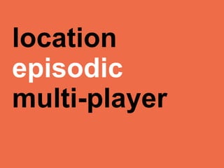 location
episodic
multi-player
 