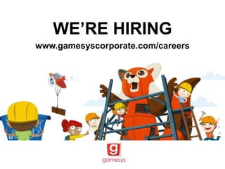 WE‟RE HIRING
www.gamesyscorporate.com/careers
 