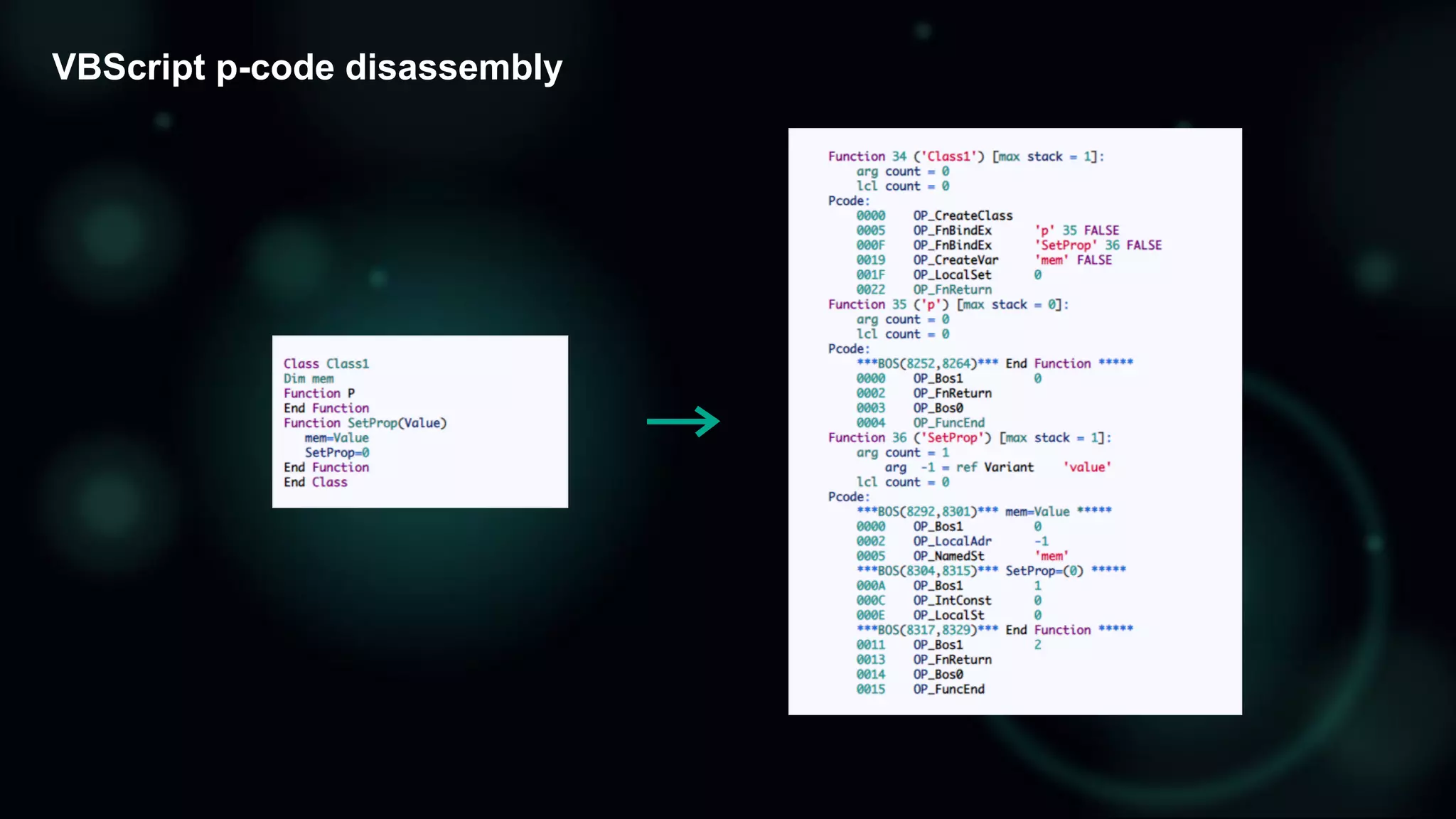 VBScript p-code disassembly
 