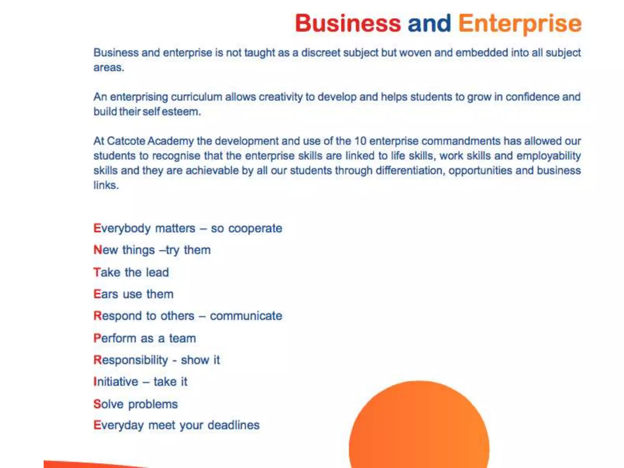 Catcote academy booklet