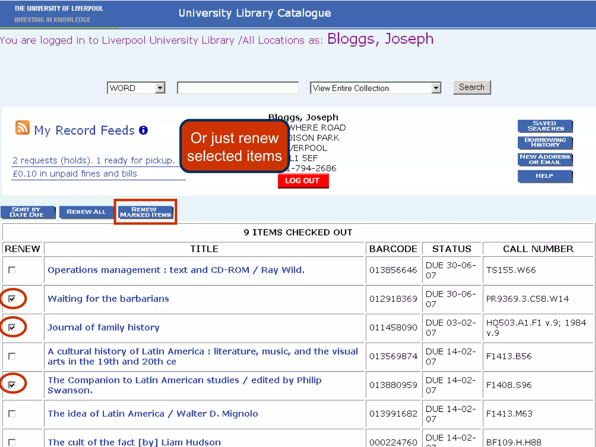 Or just renew selected items 