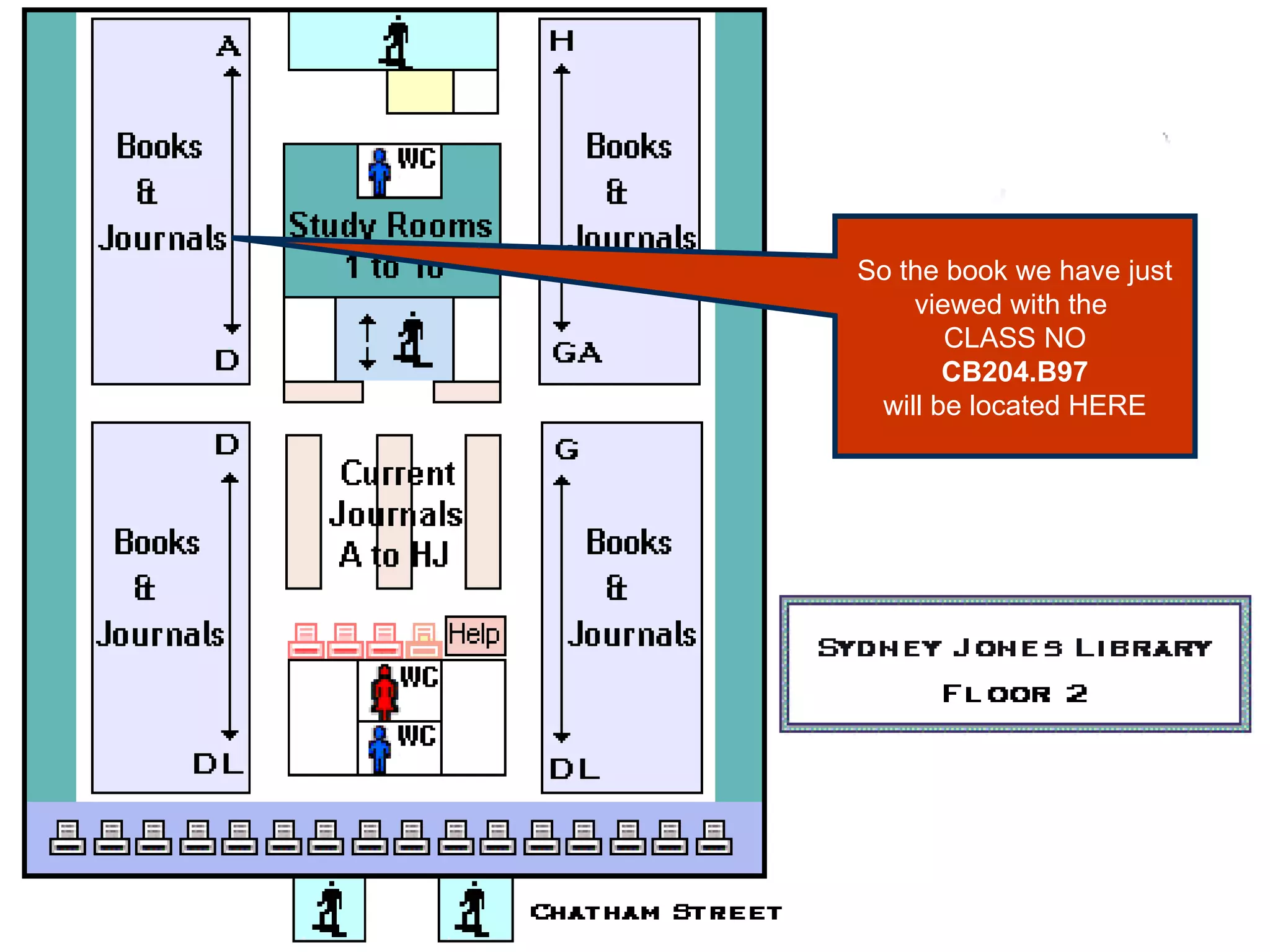 So the book we have just viewed with the  CLASS NO CB204.B97 will be located HERE 