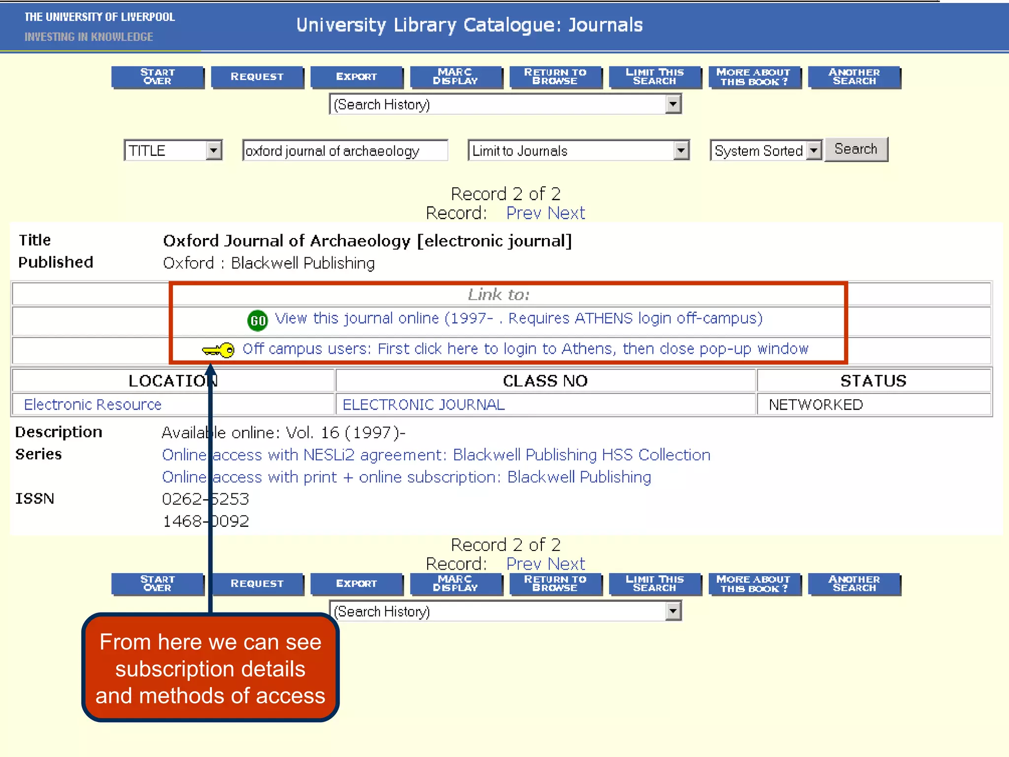 Click on the link To access the  Electronic version From here we can see subscription details and methods of access 