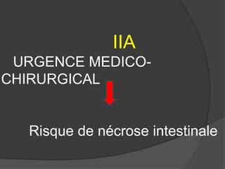 IIA
URGENCE MEDICOCHIRURGICAL

Risque de nécrose intestinale

 