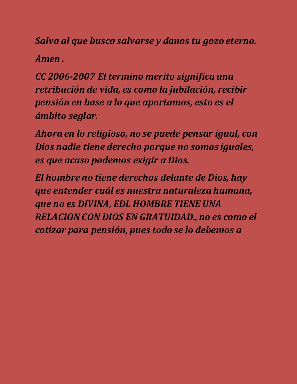 CATECISMO DE LA IGLESIA CATOLICA MERITO Y GRACIA CC 20082009
