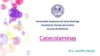 Catecolaminas
Universidad Autónoma de Santo Domingo
Facultad de Ciencias de la Salud
Escuela de Medicina
Dra. Anelffry Reyes
 