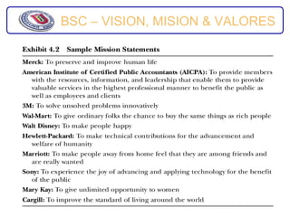 BSC – VISION, MISION & VALORES
 